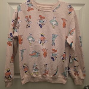 Disney 100 Pink Sweatshirt Large 11/13 Dumbo Peter Pan Mickey Alice  Women’s